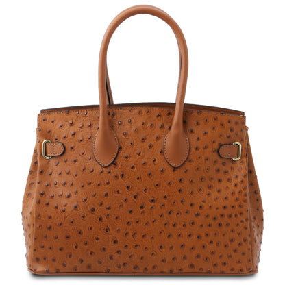 Leather handbags TL Bag - Handbag in ostrich-print leather | TL142120 San Rocco Italia