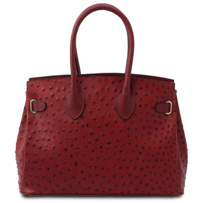 Leather handbags TL Bag - Handbag in ostrich-print leather | TL142120 San Rocco Italia
