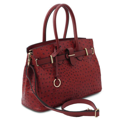 Leather handbags TL Bag - Handbag in ostrich-print leather | TL142120 San Rocco Italia