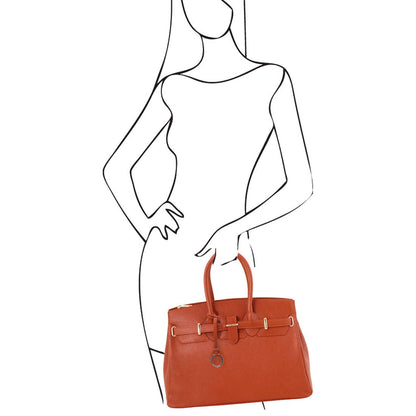 TL Bag - Leather handbag with golden hardware | TL141529 - Premium Leather handbags - Shop now at San Rocco Italia