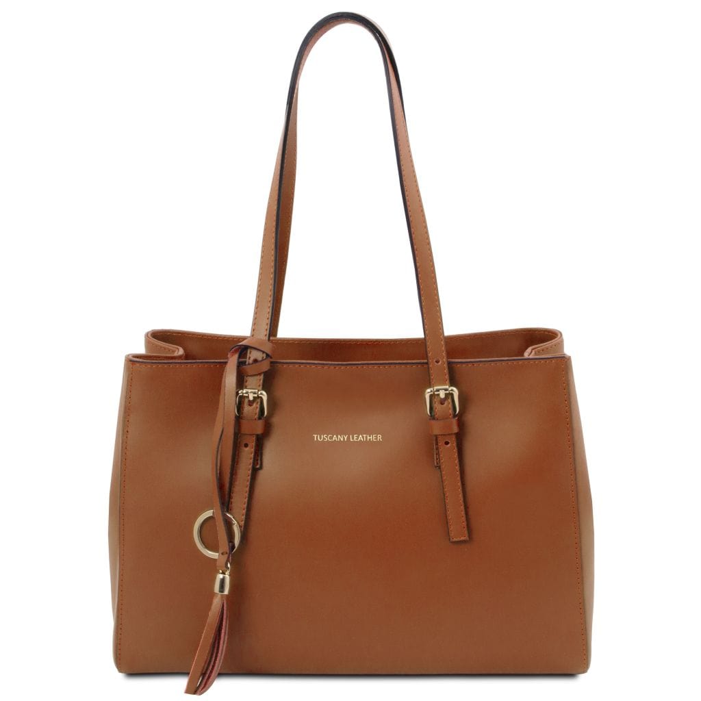 Leather handbags Cognac TL Bag - Leather shoulder bag | TL142037 San Rocco Italia