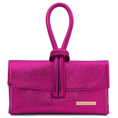 Leather handbags Fuchsia TL Bag - Metallic leather clutch | TL141993 San Rocco Italia