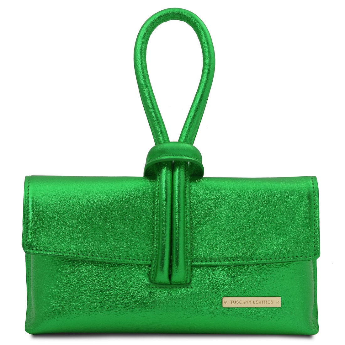 Leather handbags Green TL Bag - Metallic leather clutch | TL141993 San Rocco Italia
