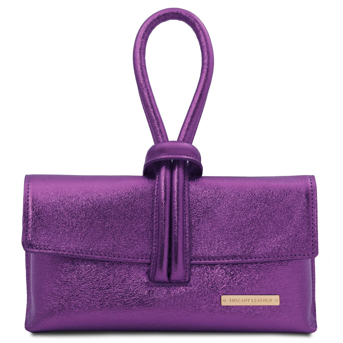 Leather handbags Purple TL Bag - Metallic leather clutch | TL141993 San Rocco Italia