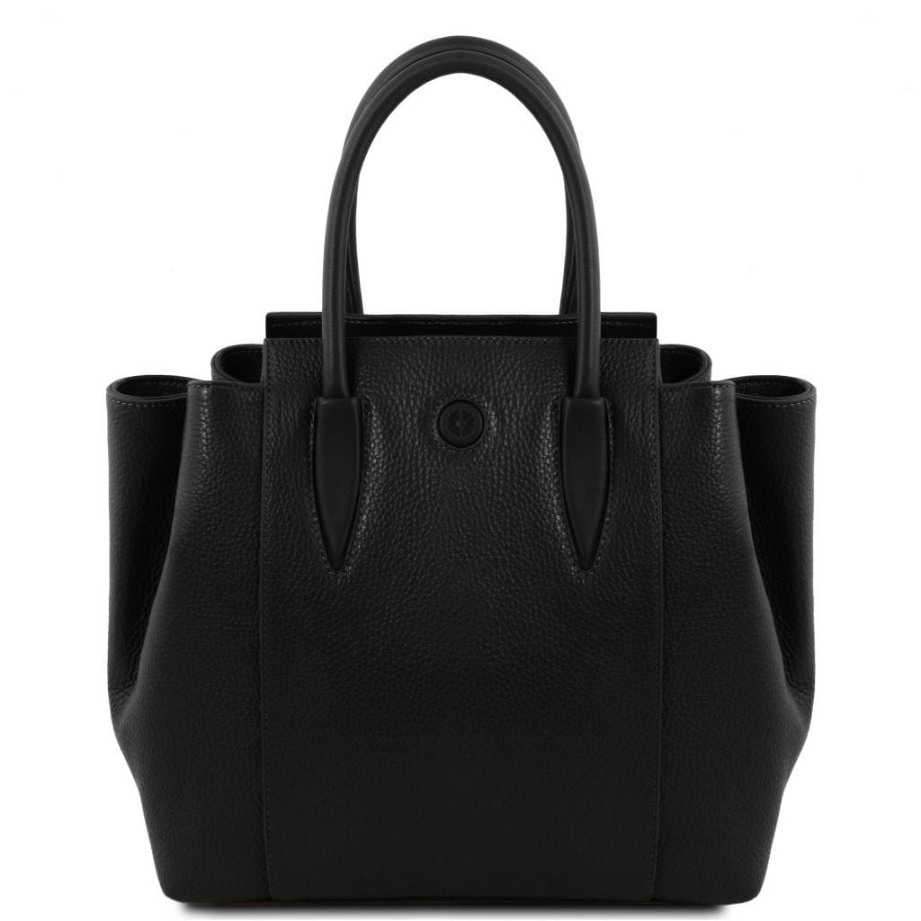 Leather handbags Black Tulipan - Italian leather handbag | TL141727 San Rocco Italia