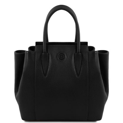 Leather handbags Black Tulipan - Italian leather handbag | TL141727 San Rocco Italia