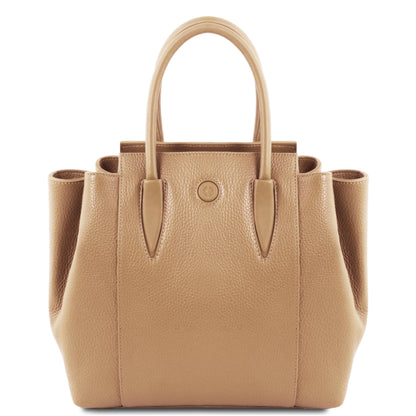 Leather handbags Champagne Tulipan - Italian leather handbag | TL141727 San Rocco Italia