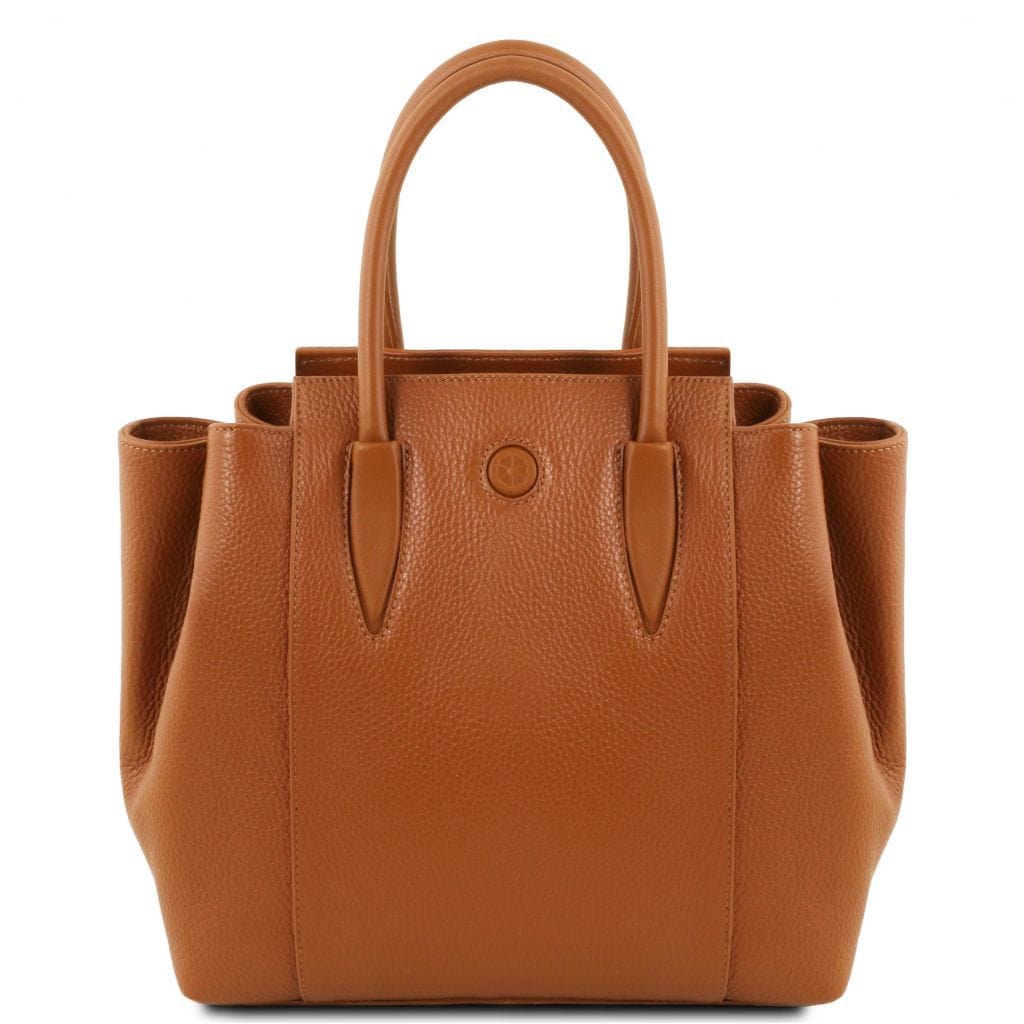Leather handbags Cognac Tulipan - Italian leather handbag | TL141727 San Rocco Italia