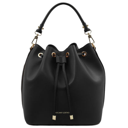 Leather handbags Black Vittoria - Italian leather bucket bag | TL141531 San Rocco Italia