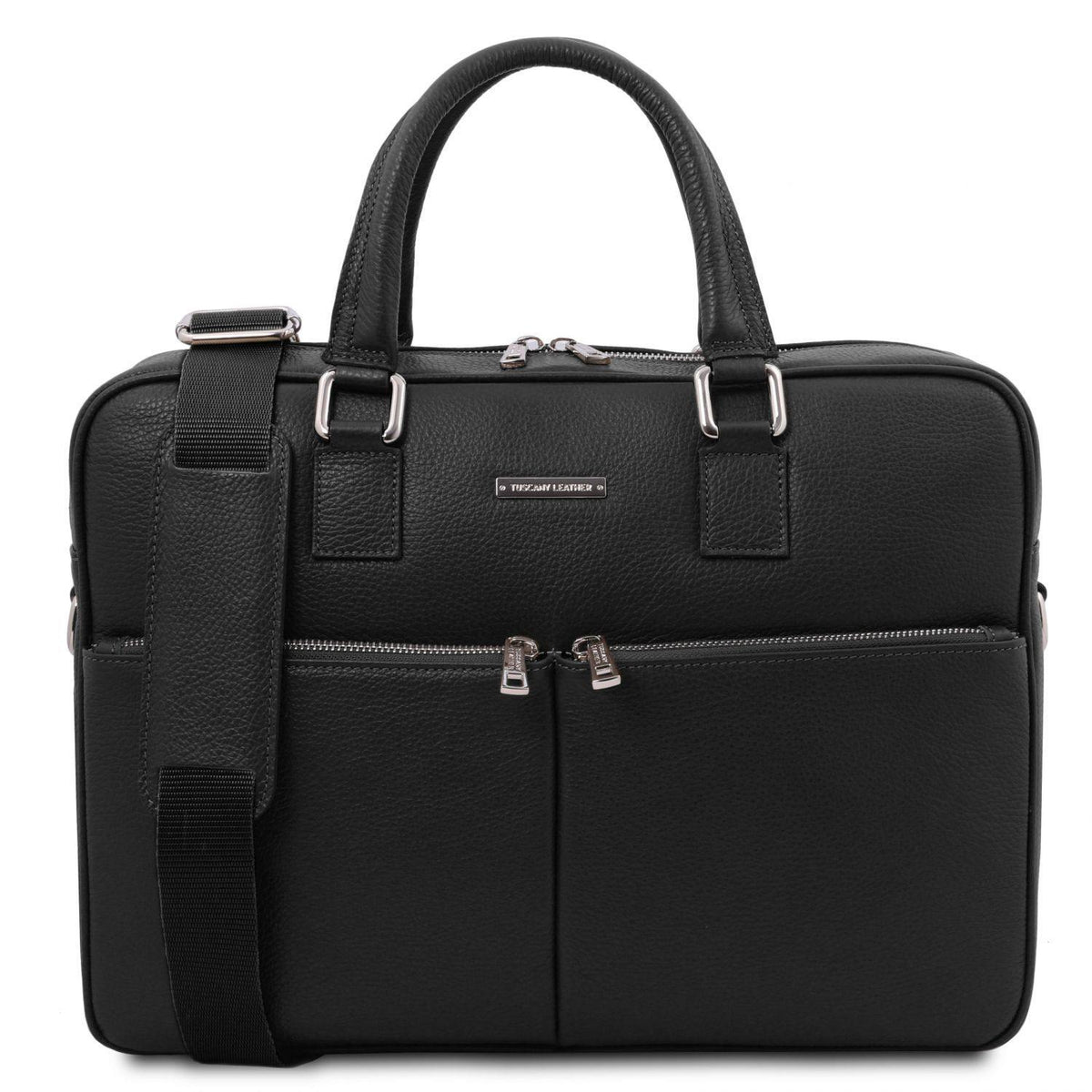 Leather laptop bags Black Treviso - Leather laptop briefcase | TL141986 San Rocco Italia