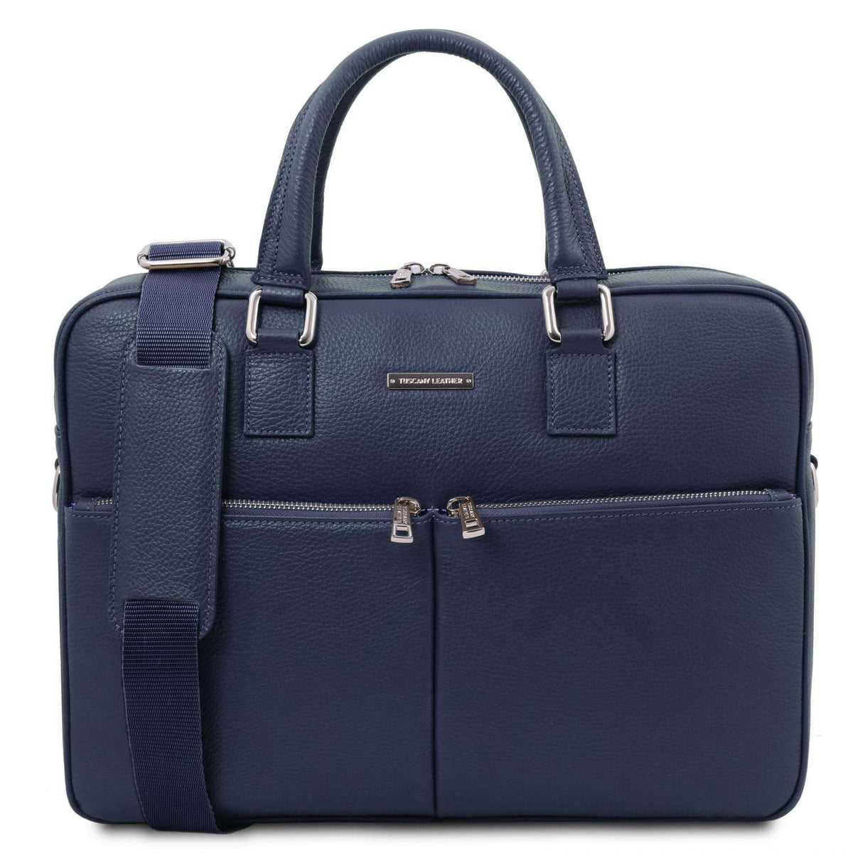 Leather laptop bags Dark Blue Treviso - Leather laptop briefcase | TL141986 San Rocco Italia