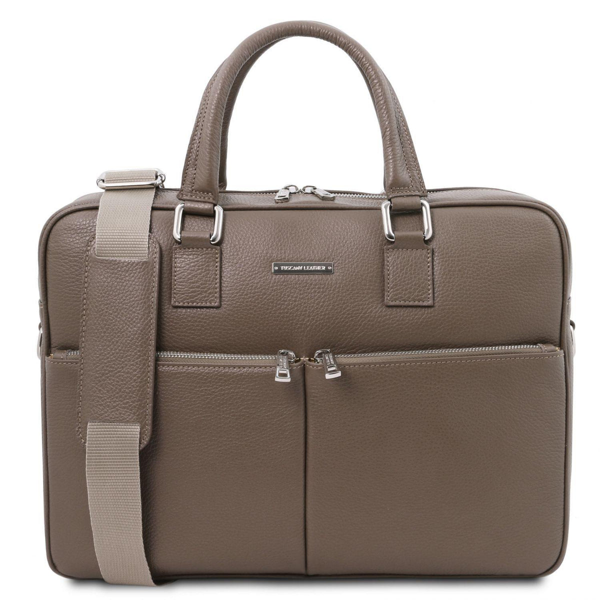 Leather laptop bags Dark Taupe Treviso - Leather laptop briefcase | TL141986 San Rocco Italia