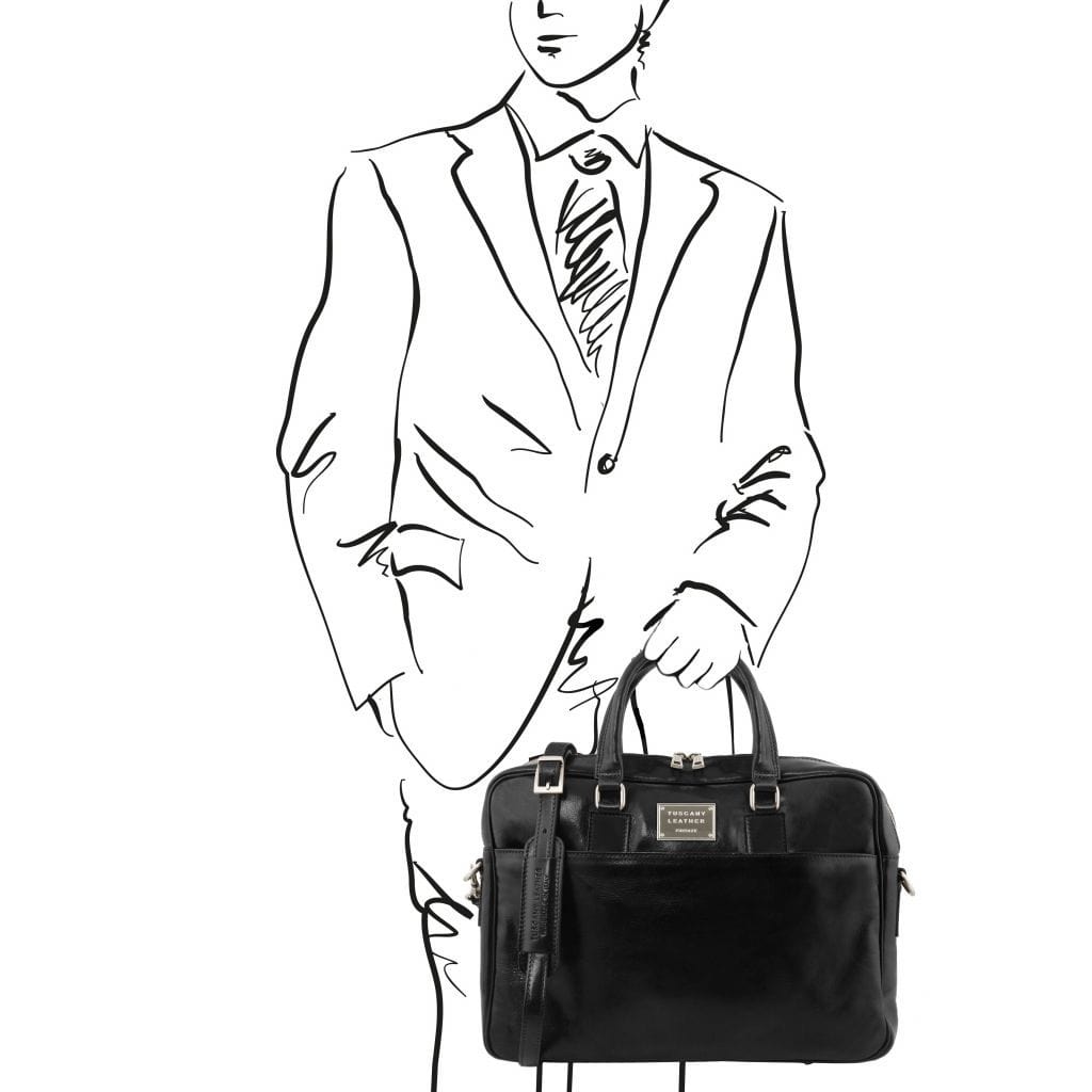 Bolsos de piel para portátil Urbino - Maletín de piel para portátil con 2 compartimentos y bolsillo delantero | TL141894 San Rocco Italia