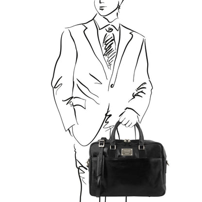 Bolsos de piel para portátil Urbino - Maletín de piel para portátil con 2 compartimentos y bolsillo delantero | TL141894 San Rocco Italia