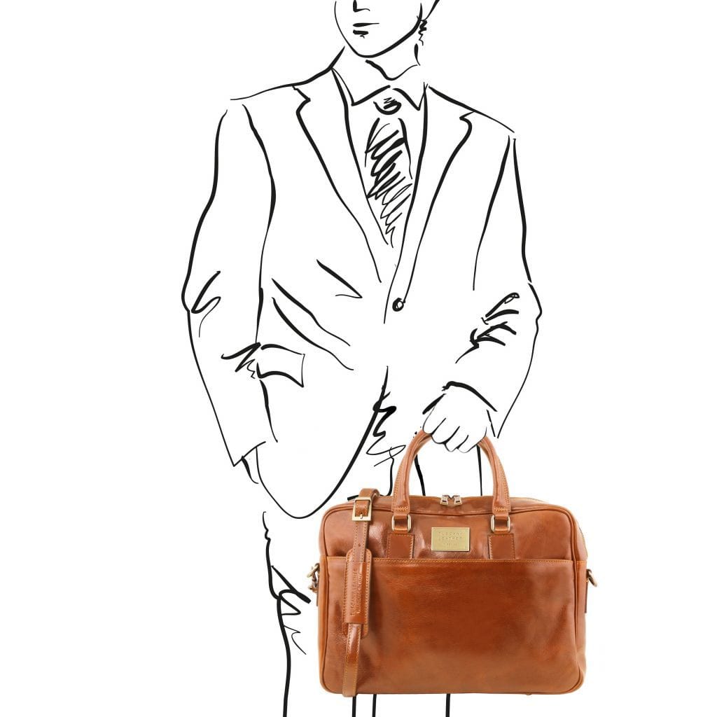 Bolsos de piel para portátil Urbino - Maletín de piel para portátil con 2 compartimentos y bolsillo delantero | TL141894 San Rocco Italia