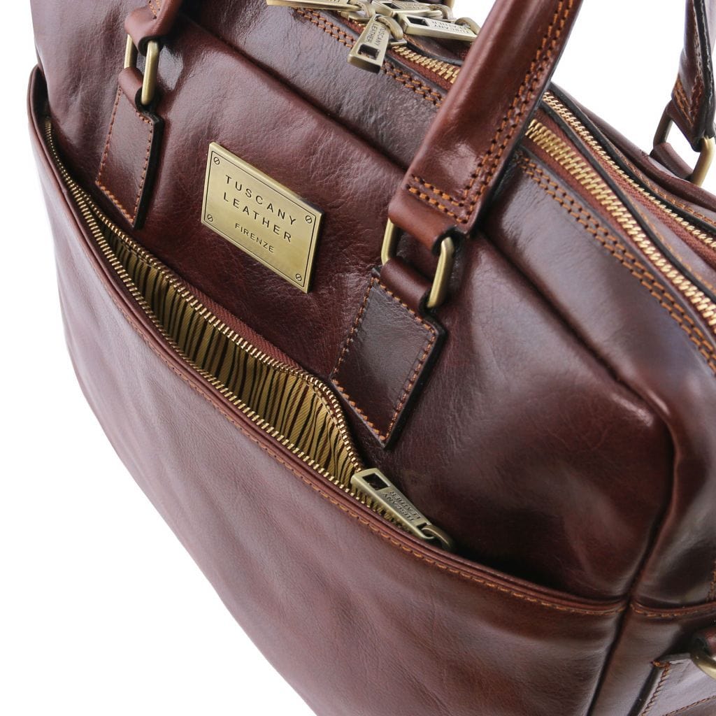 Bolsos de piel para portátil Urbino - Maletín de piel para portátil con 2 compartimentos y bolsillo delantero | TL141894 San Rocco Italia