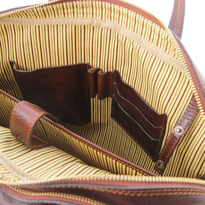 Bolsos de piel para portátil Urbino - Maletín de piel para portátil con 2 compartimentos y bolsillo delantero | TL141894 San Rocco Italia