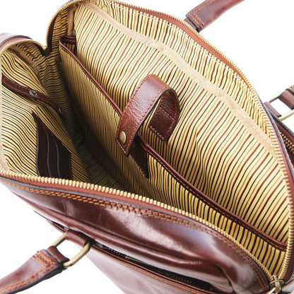Bolsos de piel para portátil Urbino - Maletín de piel para portátil con 2 compartimentos y bolsillo delantero | TL141894 San Rocco Italia