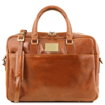 Bolsos de piel para portátil Miel Urbino - Maletín de piel para portátil con 2 compartimentos y bolsillo delantero | TL141894 San Rocco Italia