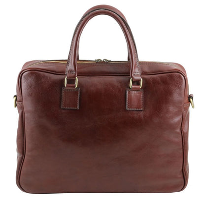 Leather laptop bags Urbino - Leather laptop briefcase with front pocket | TL141241 San Rocco Italia