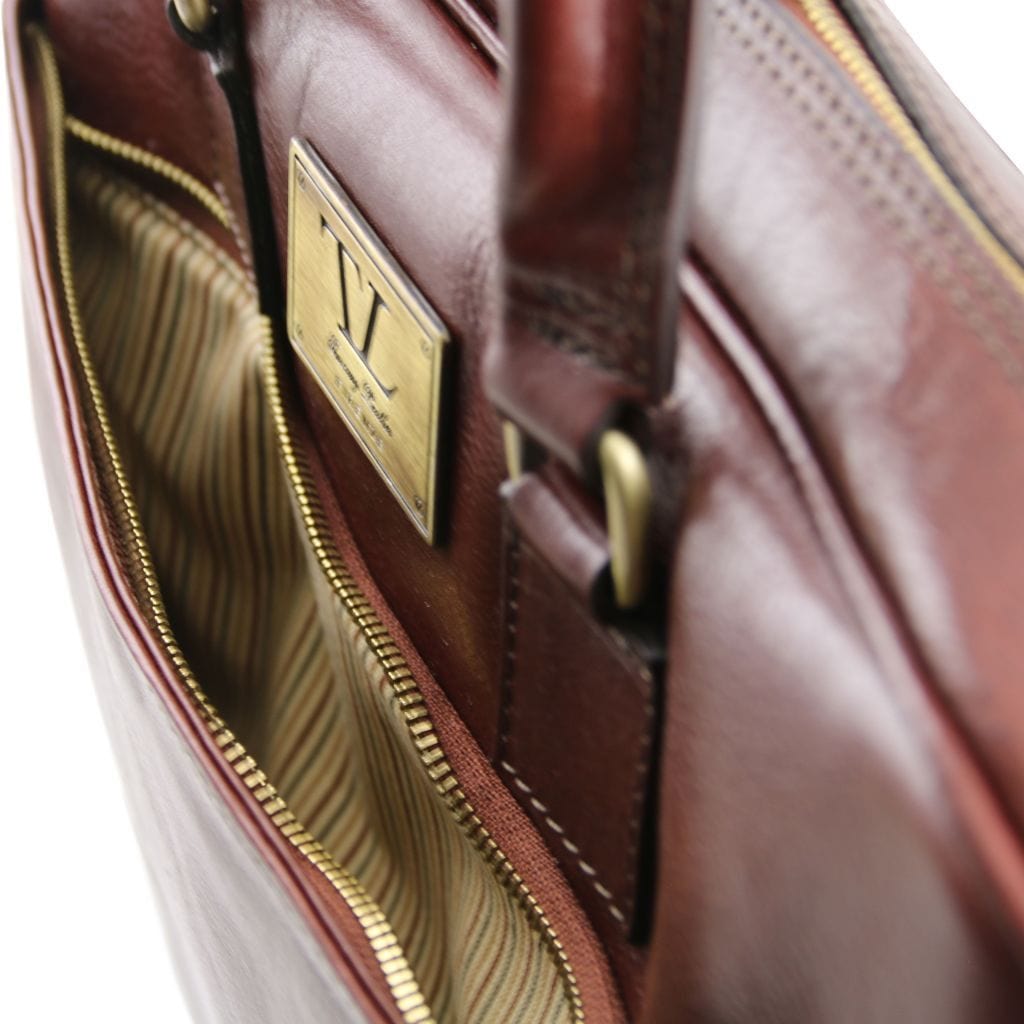 Leather laptop bags Urbino - Leather laptop briefcase with front pocket | TL141241 San Rocco Italia
