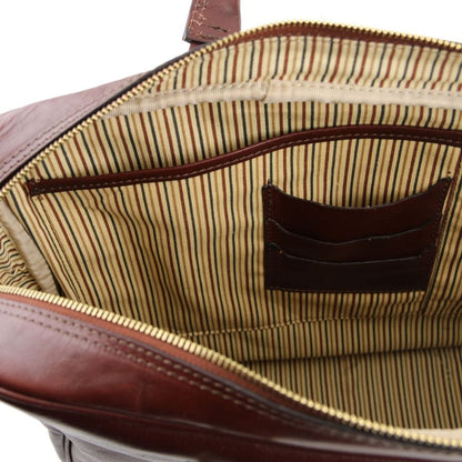 Leather laptop bags Urbino - Leather laptop briefcase with front pocket | TL141241 San Rocco Italia