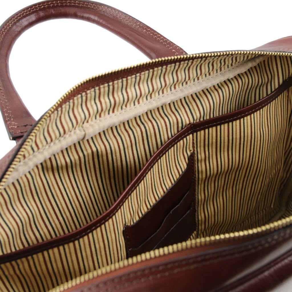 Leather laptop bags Urbino - Leather laptop briefcase with front pocket | TL141241 San Rocco Italia