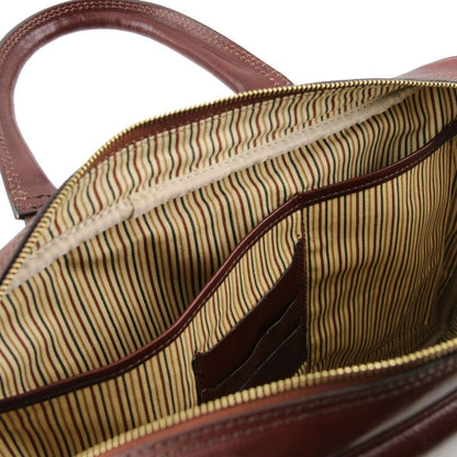 Leather laptop bags Urbino - Leather laptop briefcase with front pocket | TL141241 San Rocco Italia