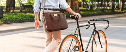 Leather laptop bags Urbino - Leather laptop briefcase with front pocket | TL141241 San Rocco Italia