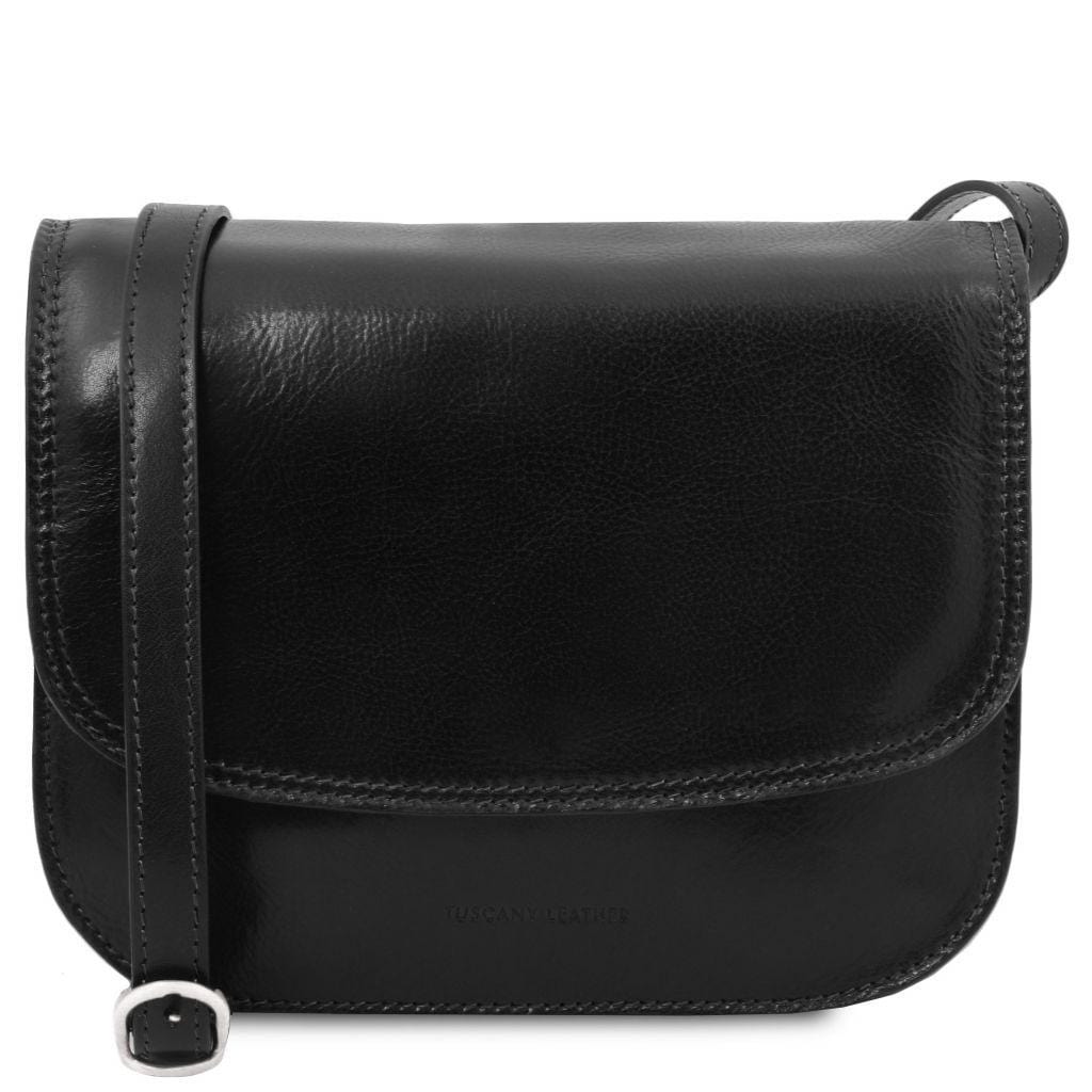 Leather shoulder bags Black Greta - Lady leather saddle bag | TL141958 San Rocco Italia