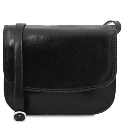 Leather shoulder bags Black Greta - Lady leather saddle bag | TL141958 San Rocco Italia