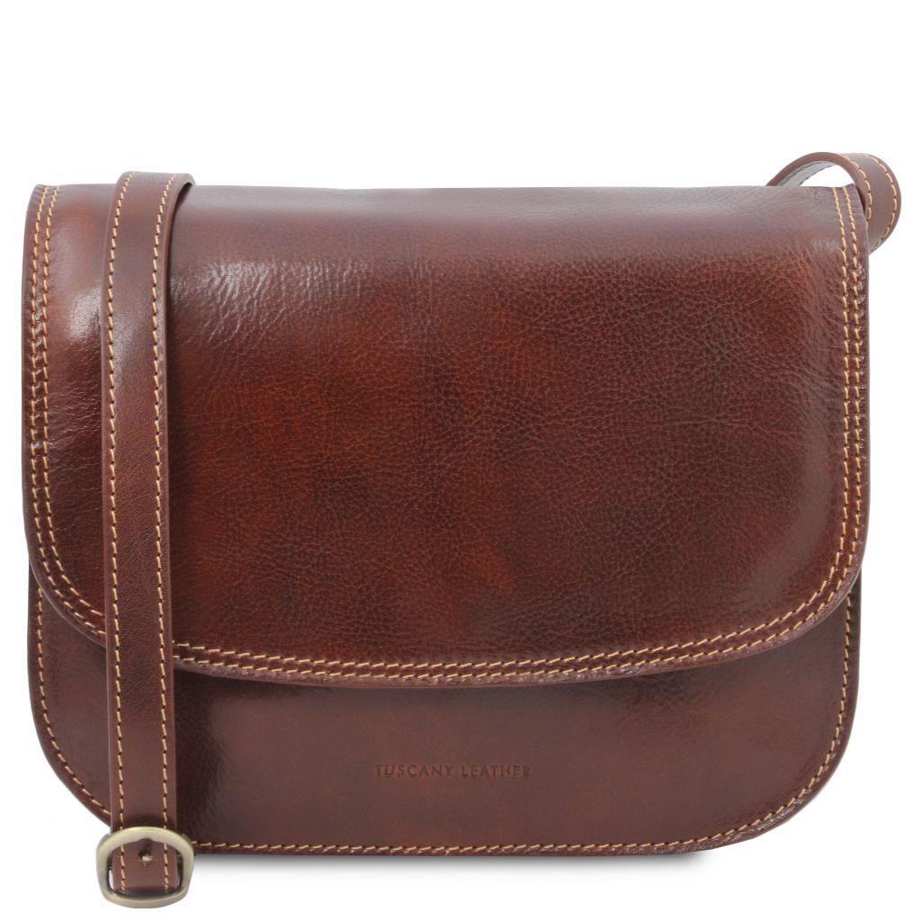 Leather shoulder bags Brown Greta - Lady leather saddle bag | TL141958 San Rocco Italia