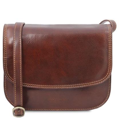 Leather shoulder bags Brown Greta - Lady leather saddle bag | TL141958 San Rocco Italia