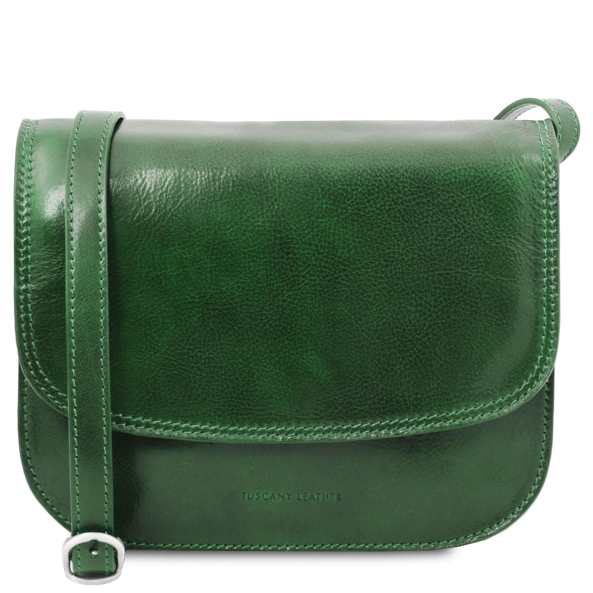 Leather shoulder bags Green Greta - Lady leather saddle bag | TL141958 San Rocco Italia