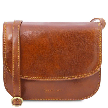 Leather shoulder bags Honey Greta - Lady leather saddle bag | TL141958 San Rocco Italia