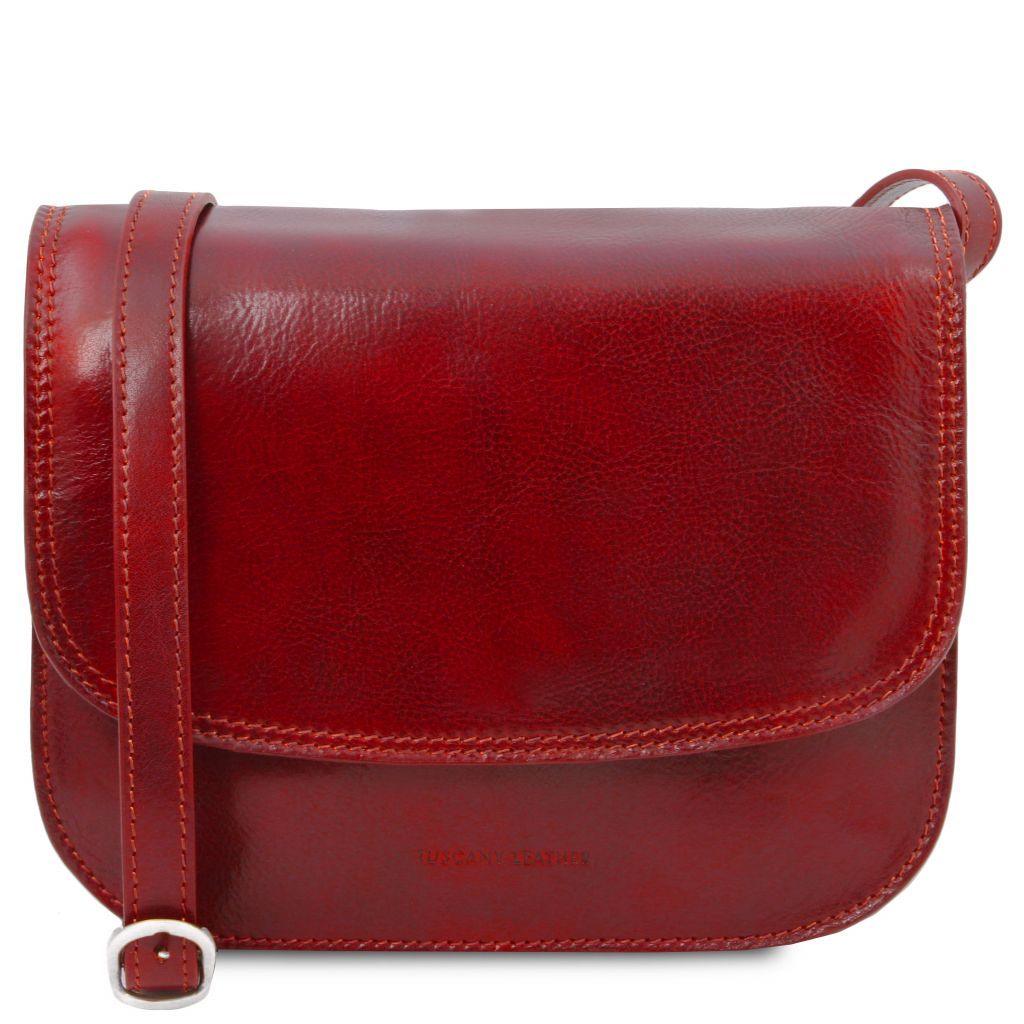 Leather shoulder bags Red Greta - Lady leather saddle bag | TL141958 San Rocco Italia