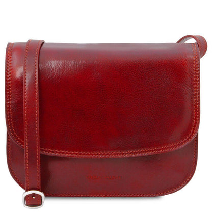 Leather shoulder bags Red Greta - Lady leather saddle bag | TL141958 San Rocco Italia