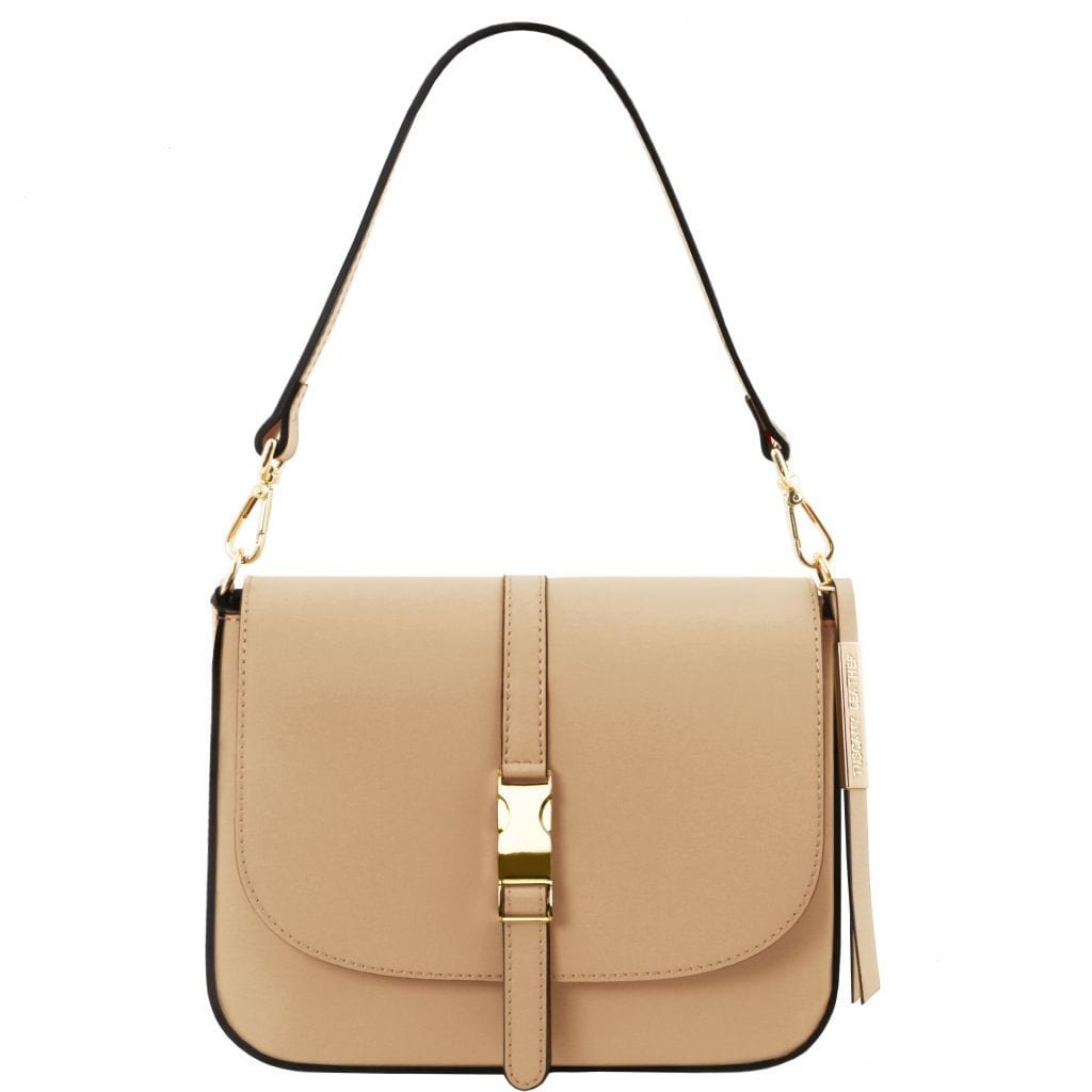 Bolsos de hombro de piel Champán Nausica - Bolso de hombro italiano de piel | TL141598 San Rocco Italia