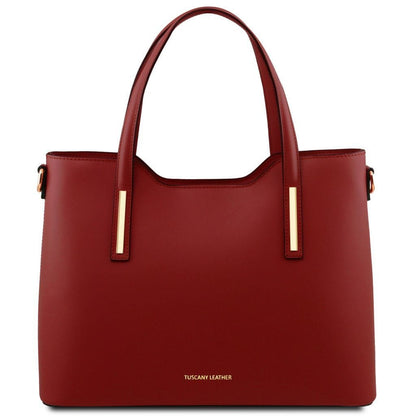 Leather shoulder bags Red Olimpia - Italian leather tote | TL141412 San Rocco Italia