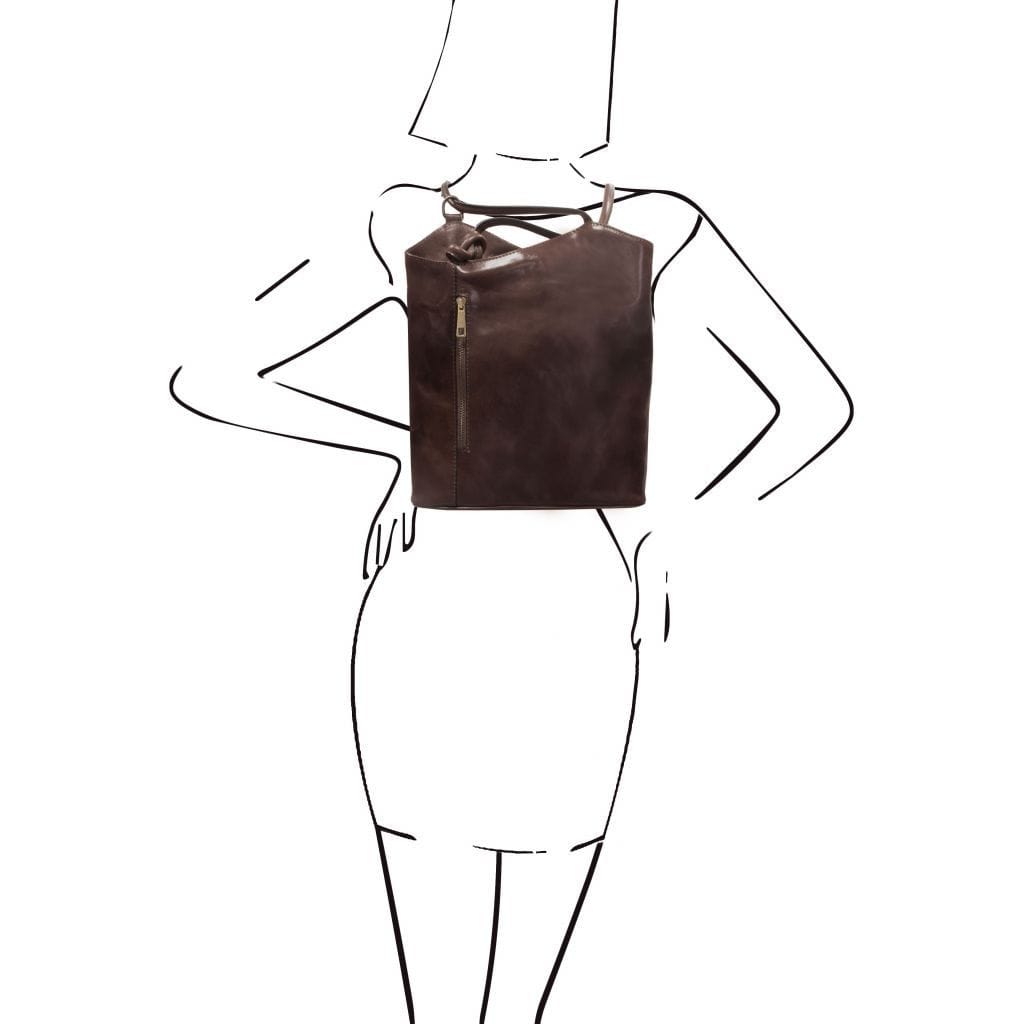 Leather shoulder bags Patty - Italian leather convertible 2-in-1 backpack shoulder bag | TL141497 San Rocco Italia