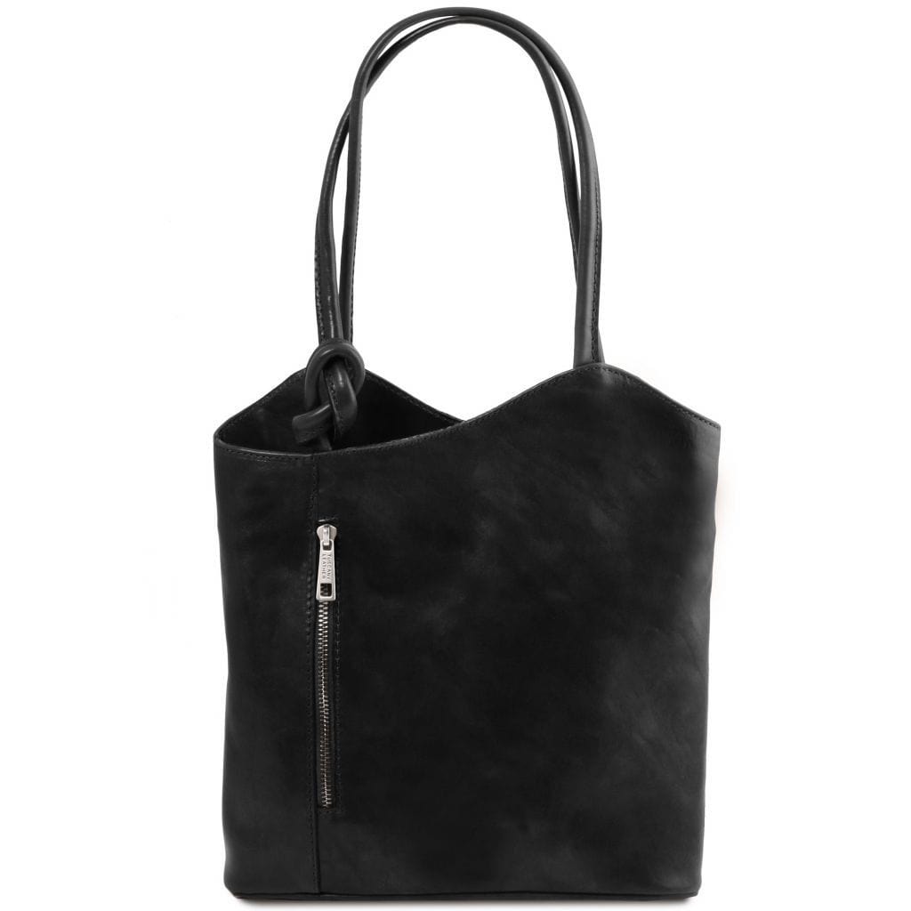 Leather shoulder bags Black Patty - Italian leather convertible 2-in-1 backpack shoulder bag | TL141497 San Rocco Italia