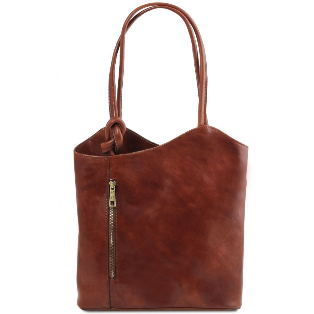 Leather shoulder bags Brown Patty - Italian leather convertible 2-in-1 backpack shoulder bag | TL141497 San Rocco Italia