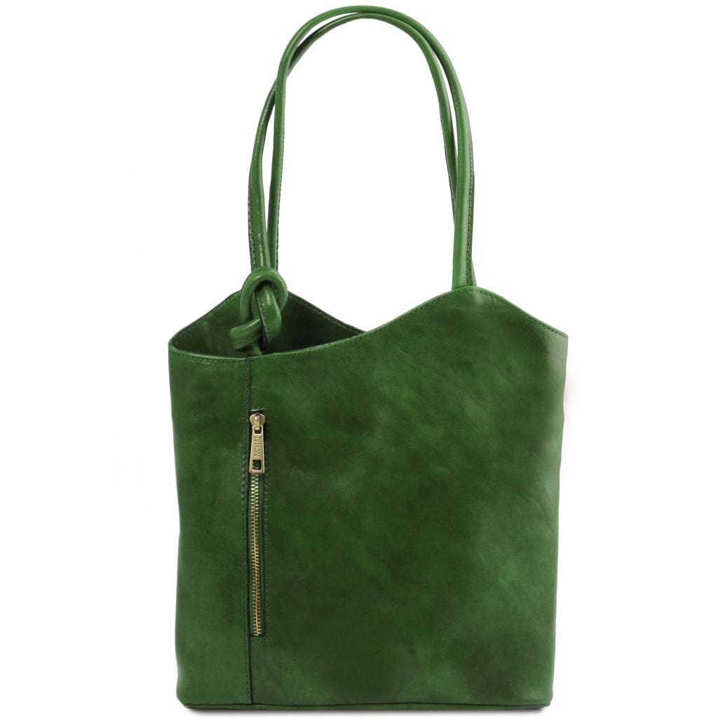Leather shoulder bags Green Patty - Italian leather convertible 2-in-1 backpack shoulder bag | TL141497 San Rocco Italia