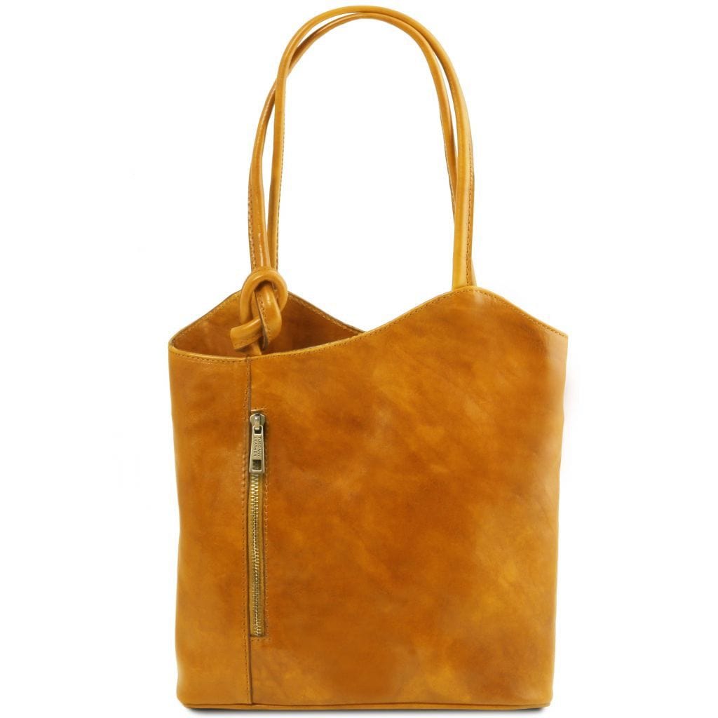 Leather shoulder bags Yellow Patty - Italian leather convertible 2-in-1 backpack shoulder bag | TL141497 San Rocco Italia