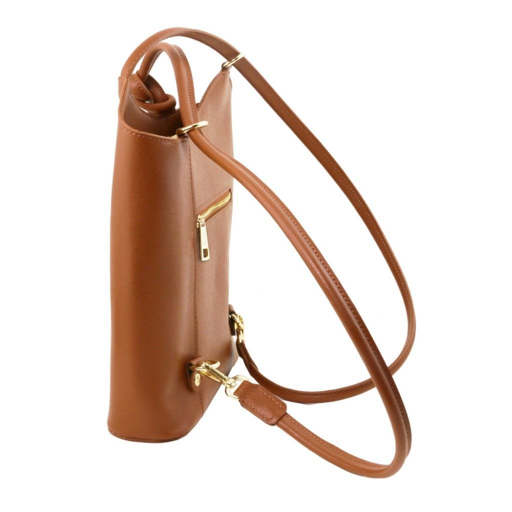 Leather shoulder bags Patty - Saffiano leather convertible 2-in-1 backpack shoulder bag | TL141455 San Rocco Italia