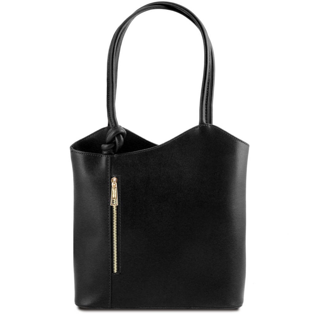Leather shoulder bags Black Patty - Saffiano leather convertible 2-in-1 backpack shoulder bag | TL141455 San Rocco Italia