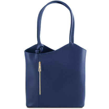 Leather shoulder bags Dark Blue Patty - Saffiano leather convertible 2-in-1 backpack shoulder bag | TL141455 San Rocco Italia