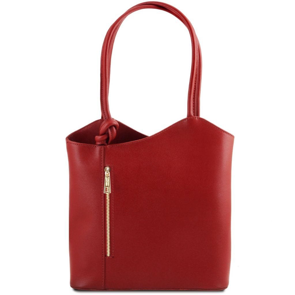 Leather shoulder bags Red Patty - Saffiano leather convertible 2-in-1 backpack shoulder bag | TL141455 San Rocco Italia