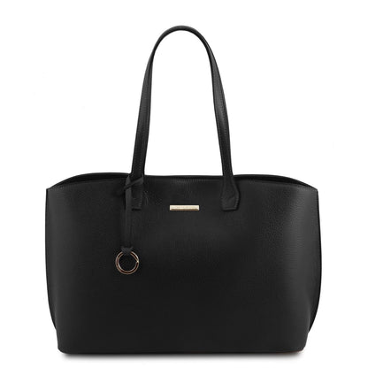 Sacs à l’épaule en cuir Noir TL Bag - Cabas shopping en cuir | TL141828 San Rocco Italia