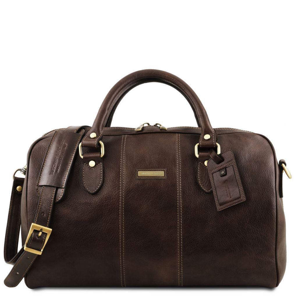 Sacs de voyage en cuir Marron foncé Lisbona - Sac de voyage en cuir - Petite taille | TL141658 San Rocco Italia